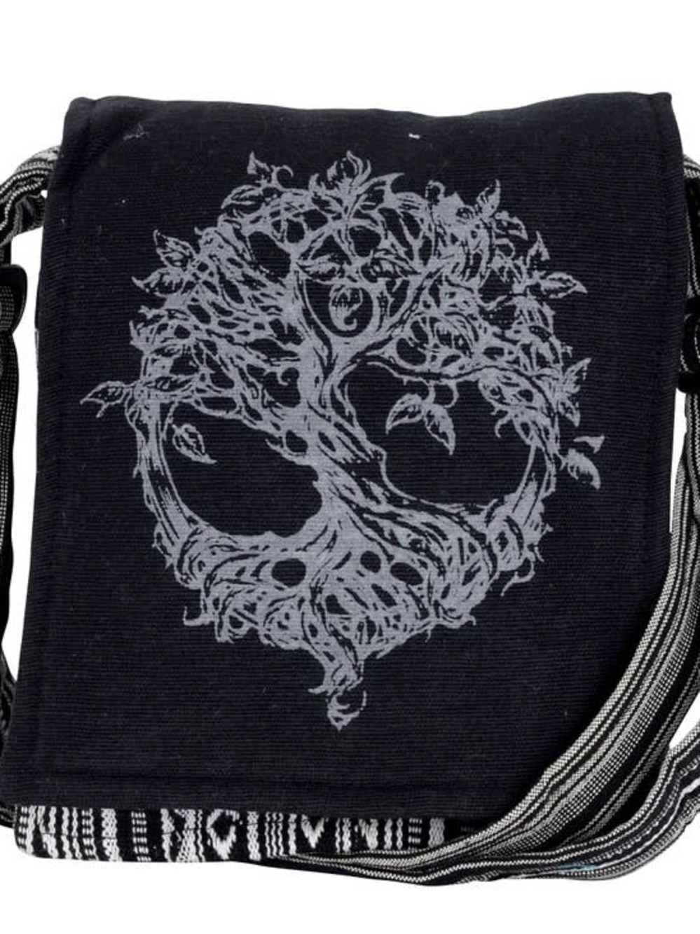Paths Of The Spirit  Black Tree of Life Canvas Crossbody Bag